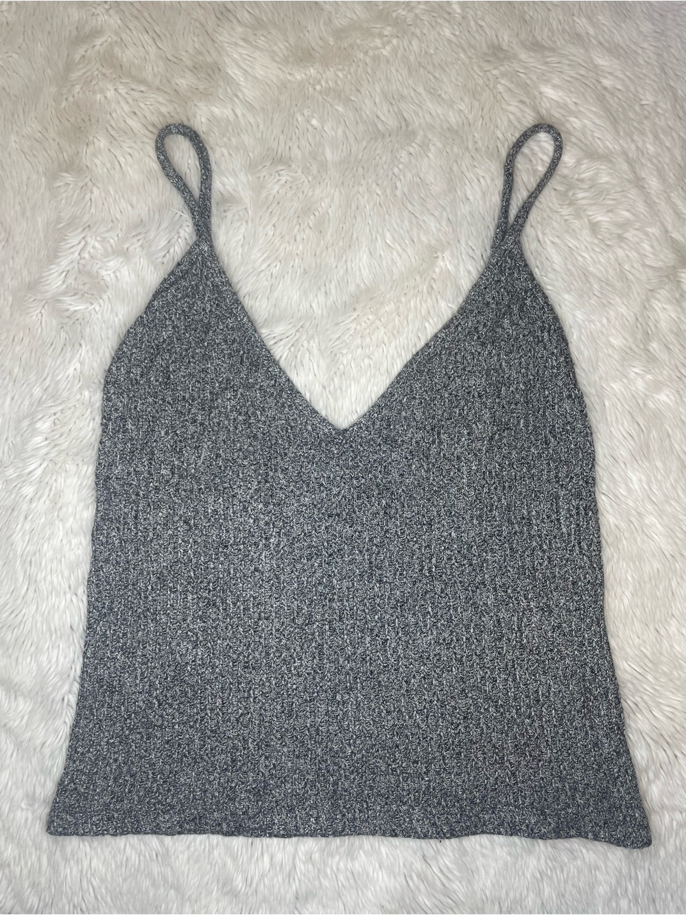 Brandy Melville Gray Knit V-Neck Cami